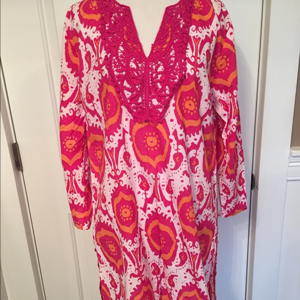 BB BOO GEMES TOP TUNIC WHITE PINK MULTI COLOR PRINT Size S